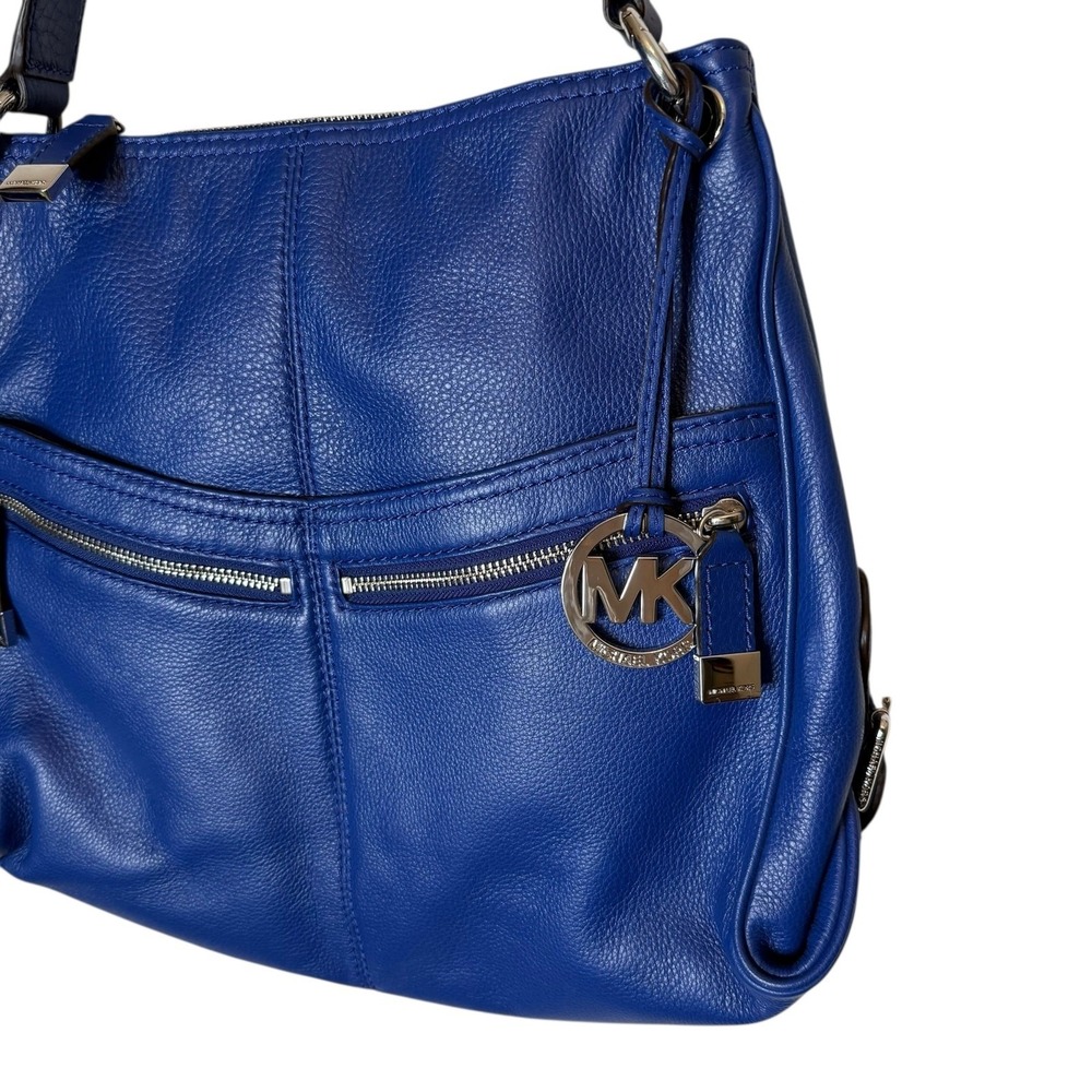 Michael Kors Layton Hobo Bag Pebbled Leather Blue - Picture 2 of 10